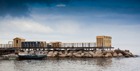 Yellow wooden cabins