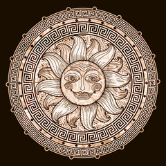 Sun in frame with a meander.