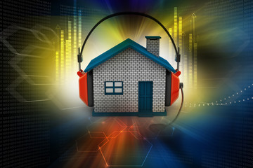 house listening to music while holding headphones
