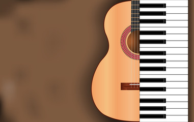abstract music background from guitar and piano keys