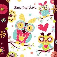 Cute postcard with owls.