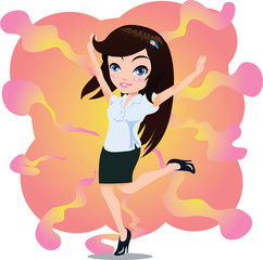Happy cartoon girl