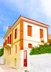 Fototapeta na wymiar Beautiful House in city of Poros island in Greece