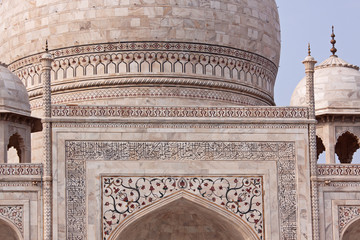 Decortive detail of the central dome of the Taj mahal, Agra