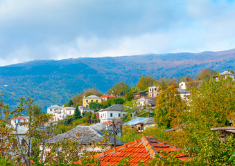 Fototapeta na wymiar view of Agios Lavrendios village at Pilion mountain in Greece