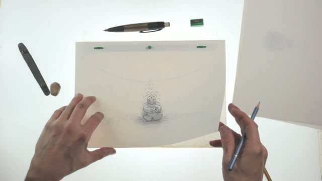 cartoonist at work, traditional animation