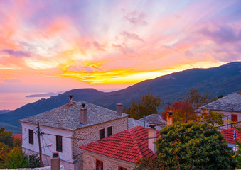 sunset view from Agios Lavrendios village Pilion Greece