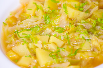 Vegetable soup with cabbage and potato