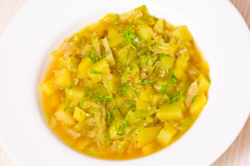 Vegetable soup with cabbage and potato