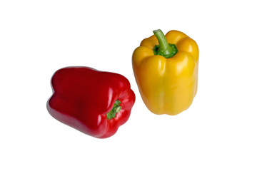 isolated red and yellow paprika