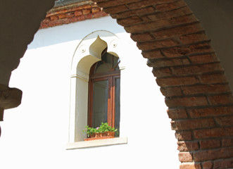 window inside the convent cloister of religious