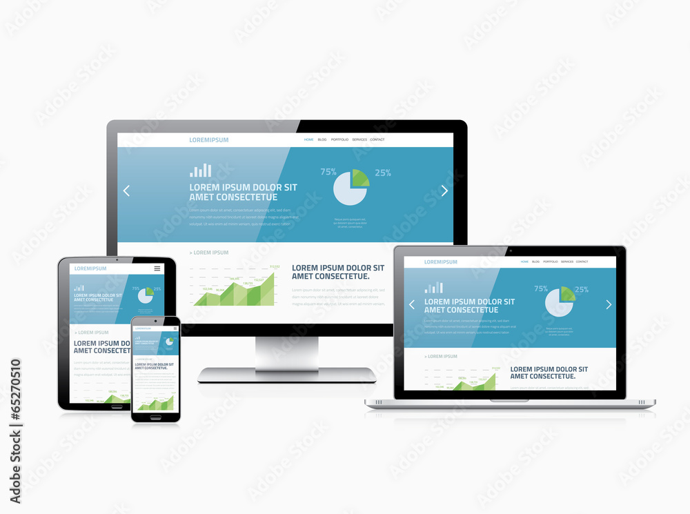 Leinwandbilder flat modern website analytics search engine optimization vector
