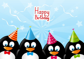 Birthday card with funny penguins