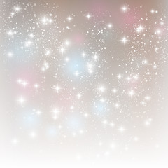 Shiny stars on silver background