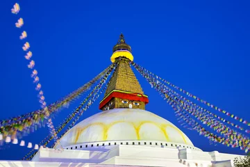 Gordijnen Boudhanath Stupa at dusk  in Kathmandu, Nepal © Oleksandr Dibrova