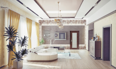 living room interior. 3d concept