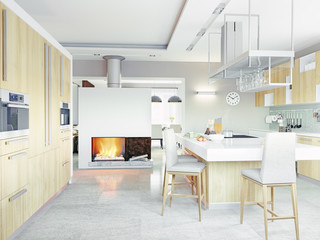 kitchen interior. 3d concept