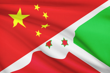 Series of ruffled flags. China and Republic of Burundi.