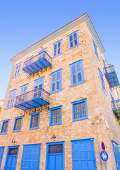 Historical beautiful buildings in Nafplio town in Greece