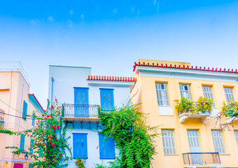 Historical beautiful buildings in Nafplio town in Greece