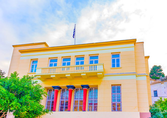 Historic buildings around the main square of Nafplio in Greece