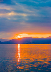 Sunset view from the port of Nafplio in Greece