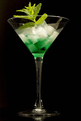 Cocktail with mint and ice