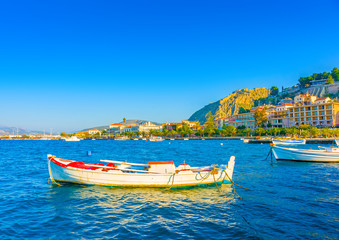 Fototapeta na wymiar Beautiful small fishing boat in Nafplio town in Greece