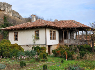 Fototapeta na wymiar Houses, renaissance, with a yard and a cozy garden