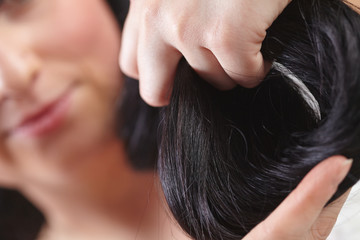 Fototapeta premium Woman with beauty long black hair