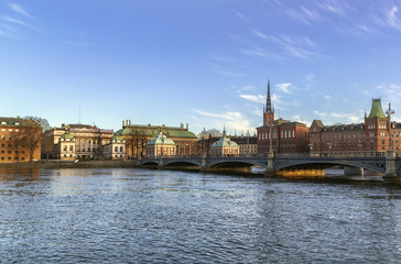Fototapeta na wymiar view of Gamla Stan and Riddarholme, Stockholm