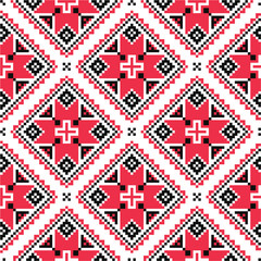 Ukrainian traditional folk knitted red embroidery pattern