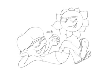 Funny guy on beach enjoying the sun and summer