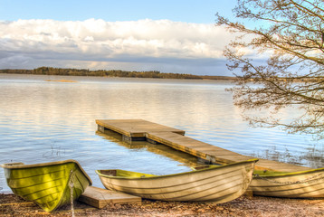 Rowboats by the lake