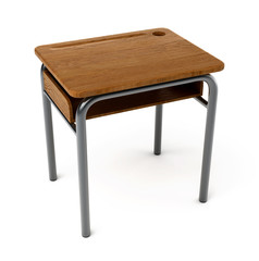 Ancienne table d'écolier sur fond blanc 1