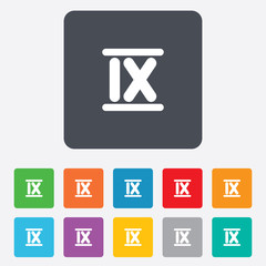 Roman numeral nine icon. Roman number nine sign.