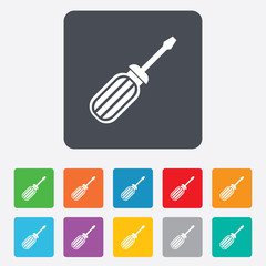 Screwdriver tool sign icon. Fix it symbol.