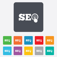 SEO sign icon. Search Engine Optimization symbol.