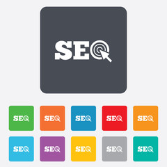 SEO sign icon. Search Engine Optimization symbol.
