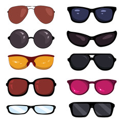 Vector Set of Color Cartoon Glasses