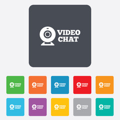 Video chat sign icon. Webcam video talk.