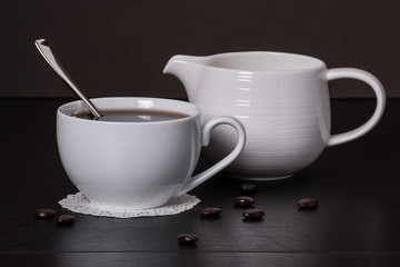Chocolate, Black Coffee In White Cup