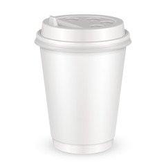 White Disposable Paper Cup With Lid