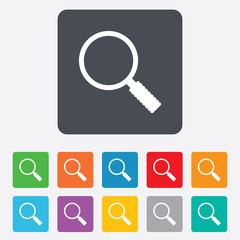 Magnifier glass sign icon. Zoom tool. Navigation