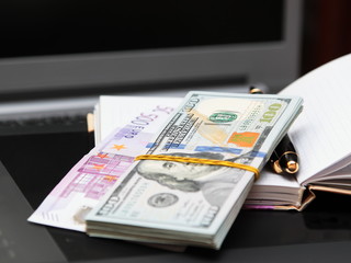Naklejka premium Бумажные деньги, notebook, handle2