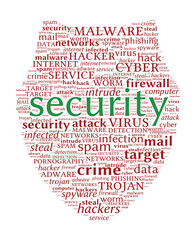 Internet Security Concept - Shield shaped word cloud