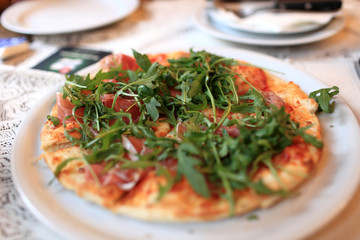 Pizza with arugula
