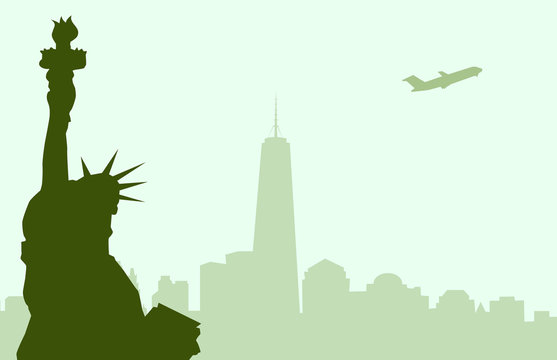 Statue of Liberty & New York-Vector