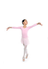 young cute ballet dancer girl dancing classical in pink tutu © Wordley Calvo Stock
