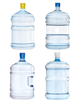 set of big bottles isolated on white